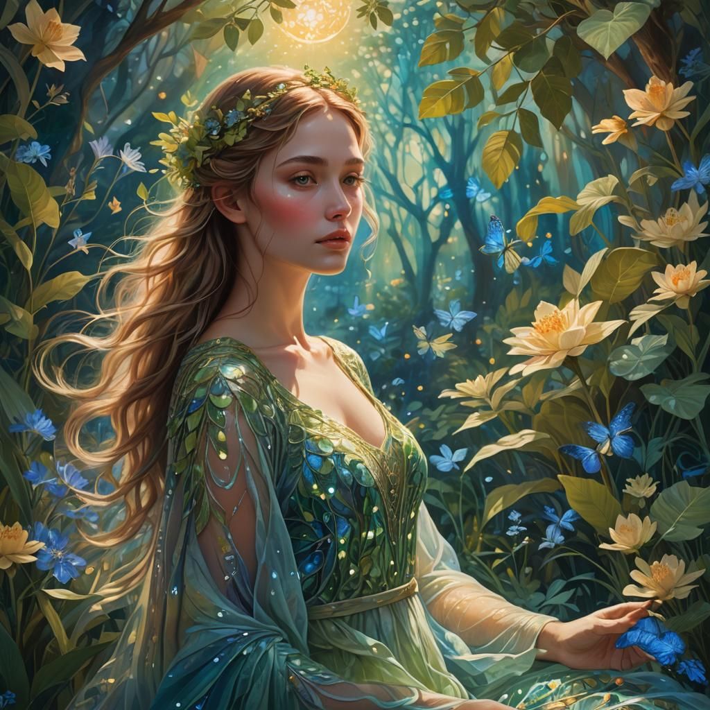 Dreamlike Realm with Serene Woman