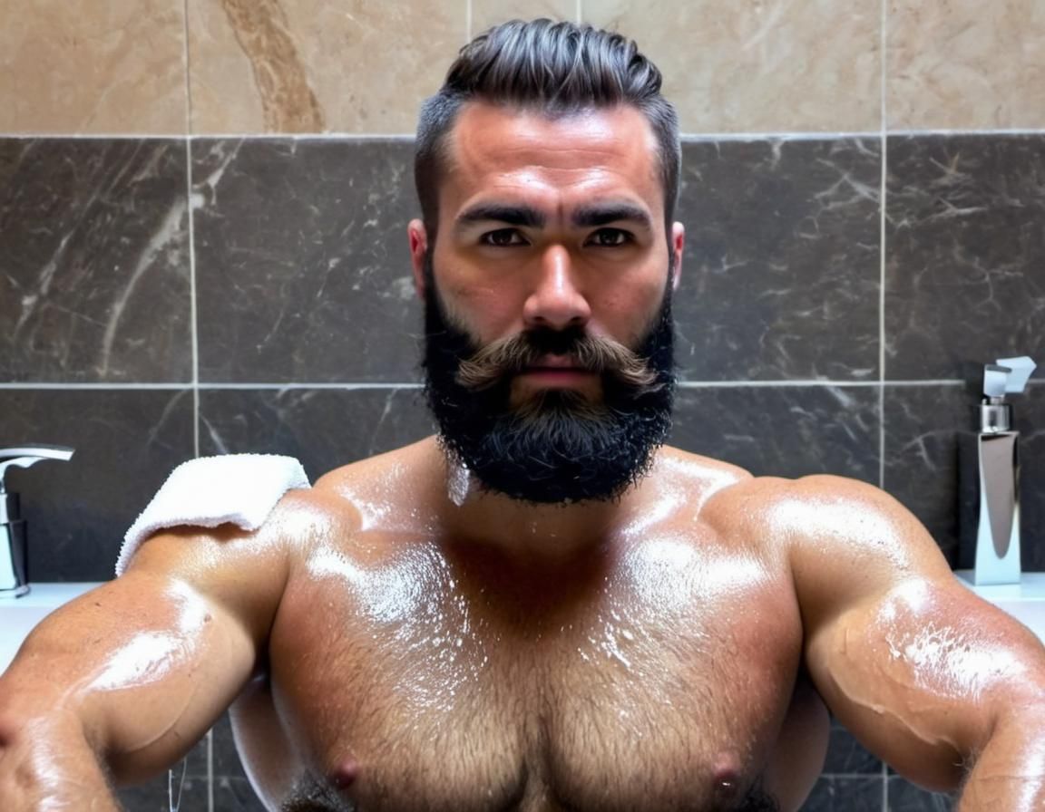 Attractive Masseur Scrubbing Young Man in Haman