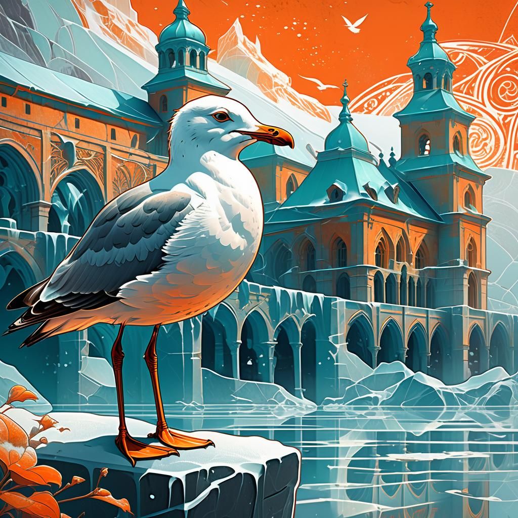 Seagulls in Glasses, Stylized Concept Art
