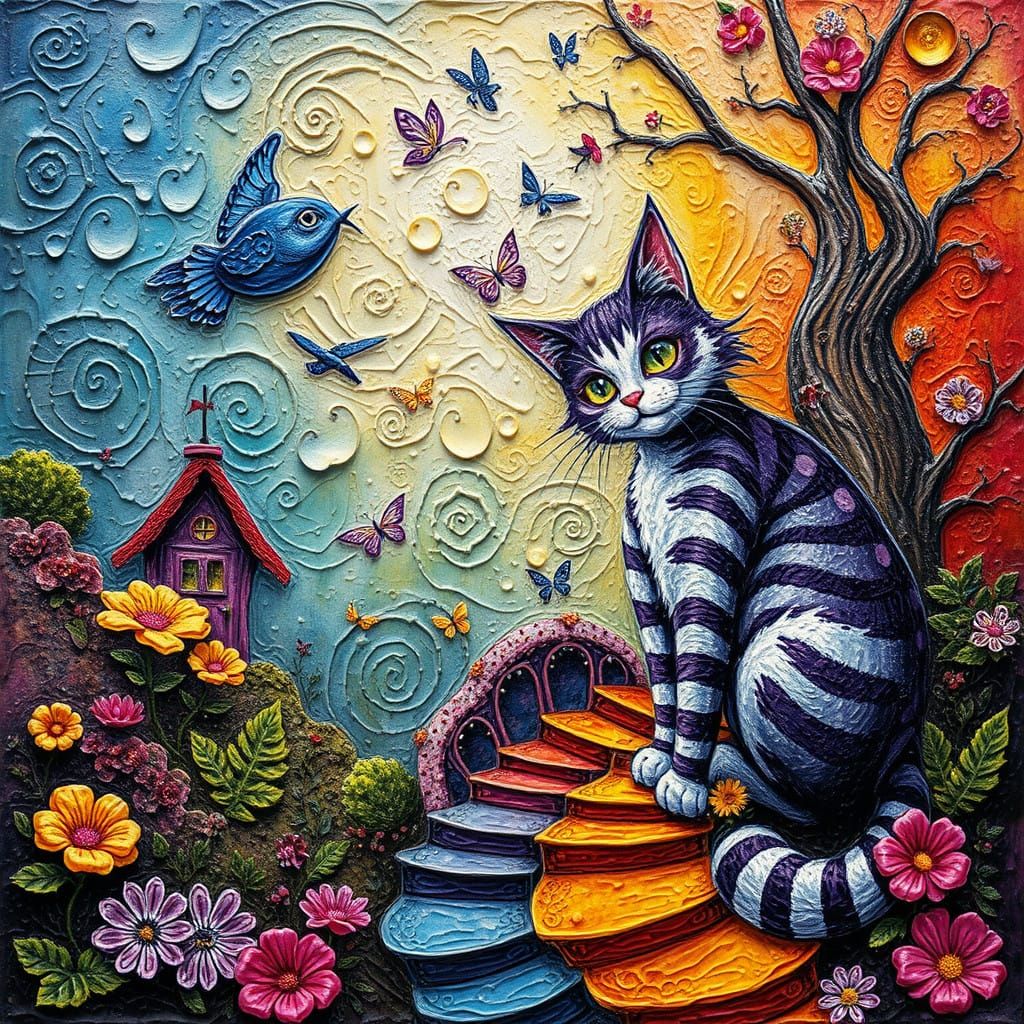 Impasto Cascade Hallucination Alice cheshire cat Wonderland ...