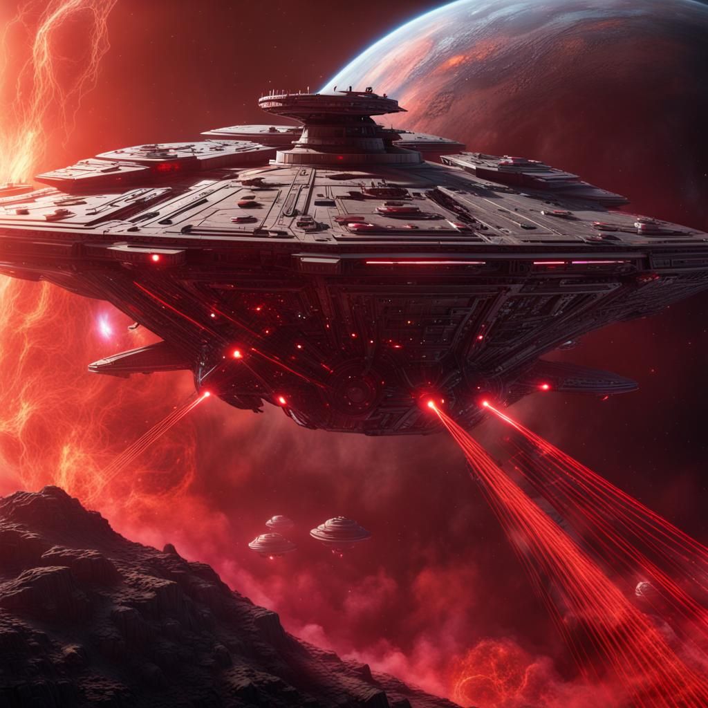 Alien Warship Destroys Planet in Detailed Matte Painting