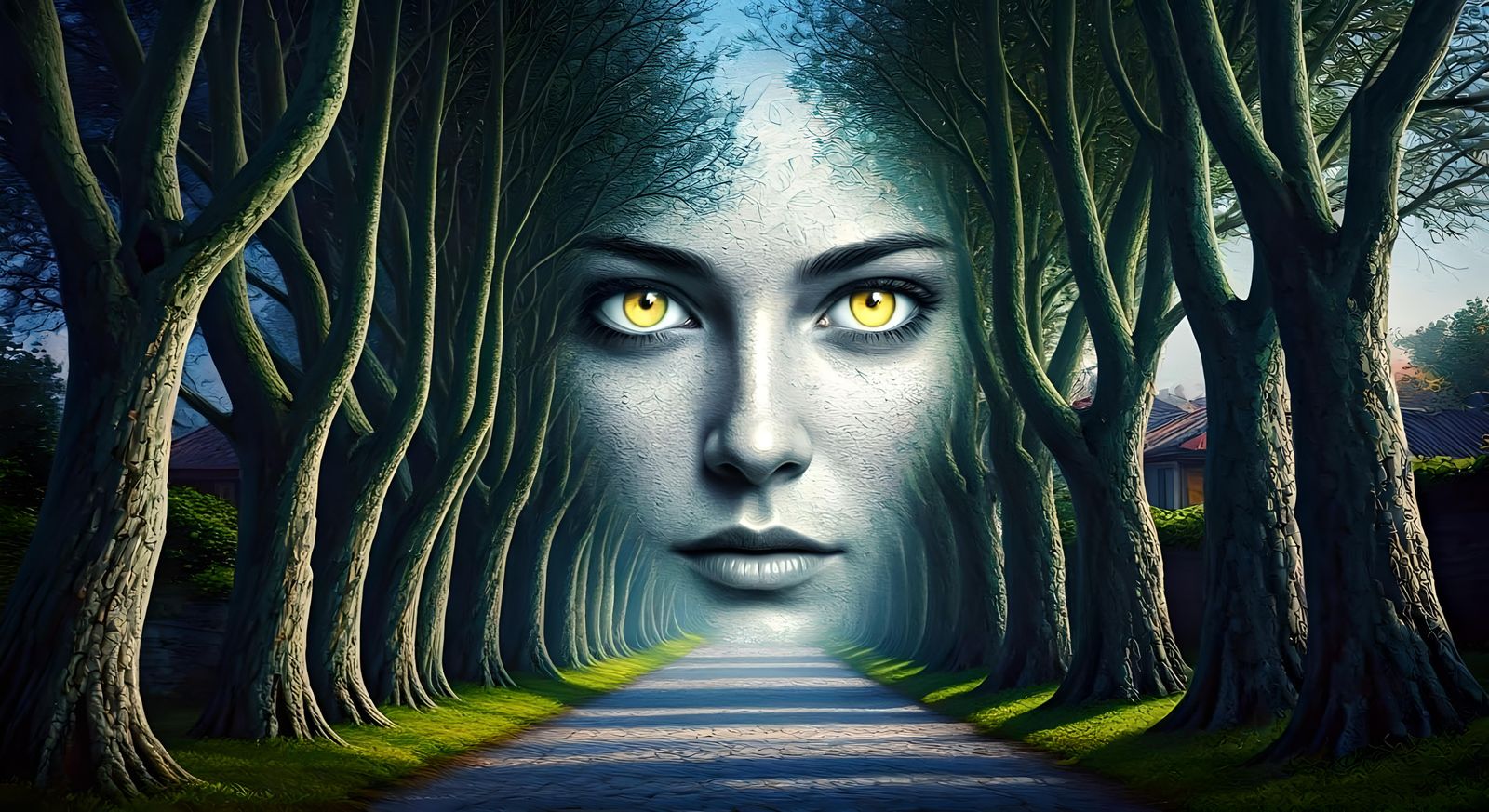 Dewdrop Spirit Apparition on Moonlit Lane as Impasto Paintin...