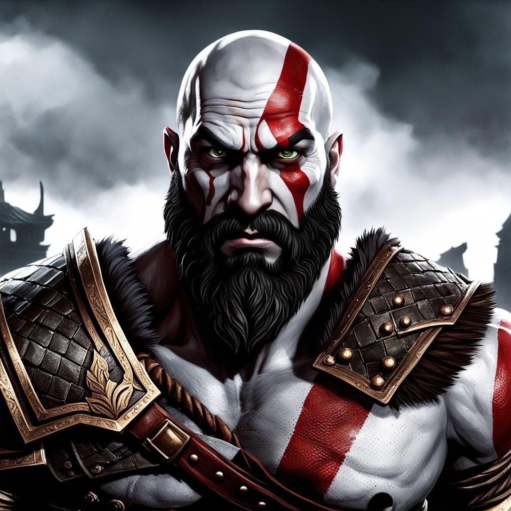 Detailed Portrait of Kratos from God of War