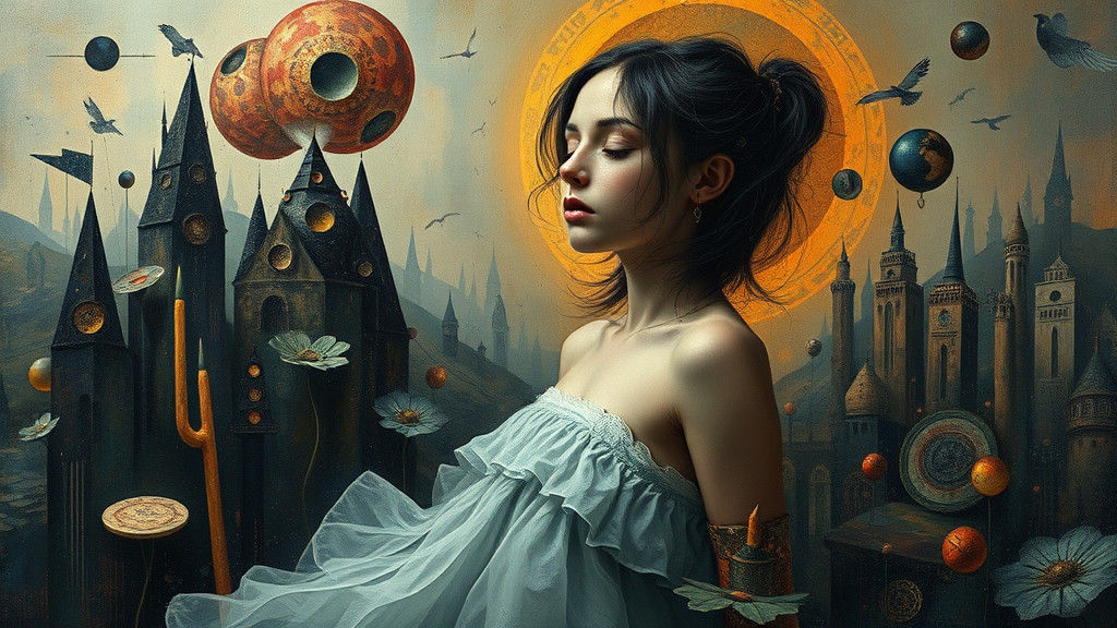 Surreal Dystopian Portrait in Impasto Metal Style