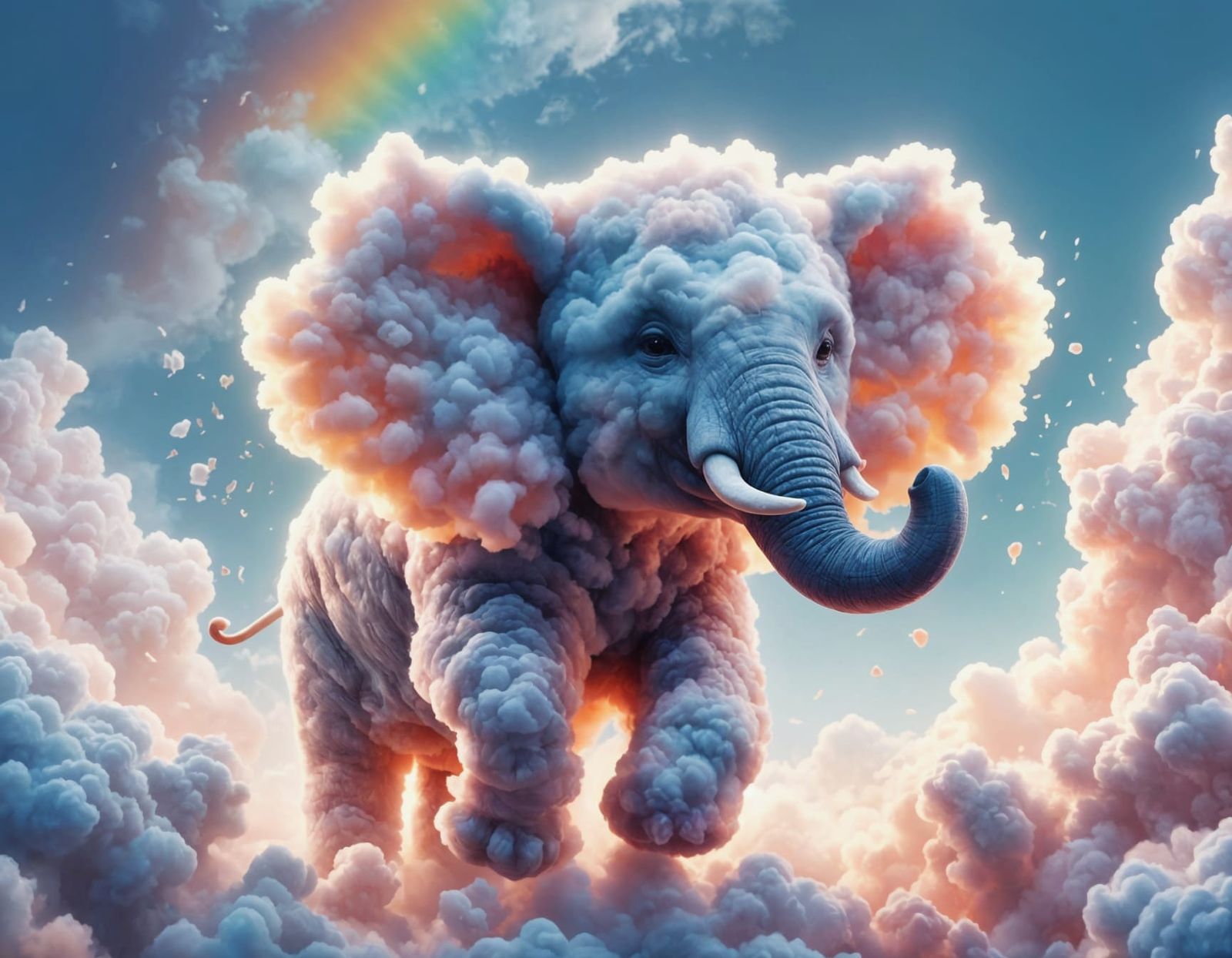 Cloud Elephant in Rainbow Pastel Palette