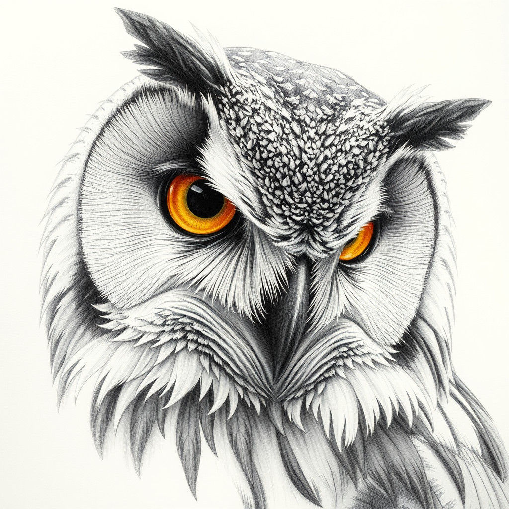 Majestic Owl Portrait in Graphite Pencil
