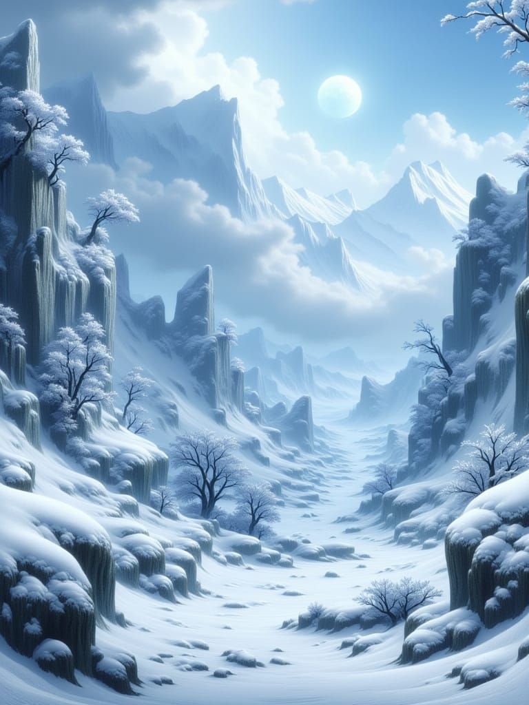 Enchanting Snowy Fantasy Landscape Art