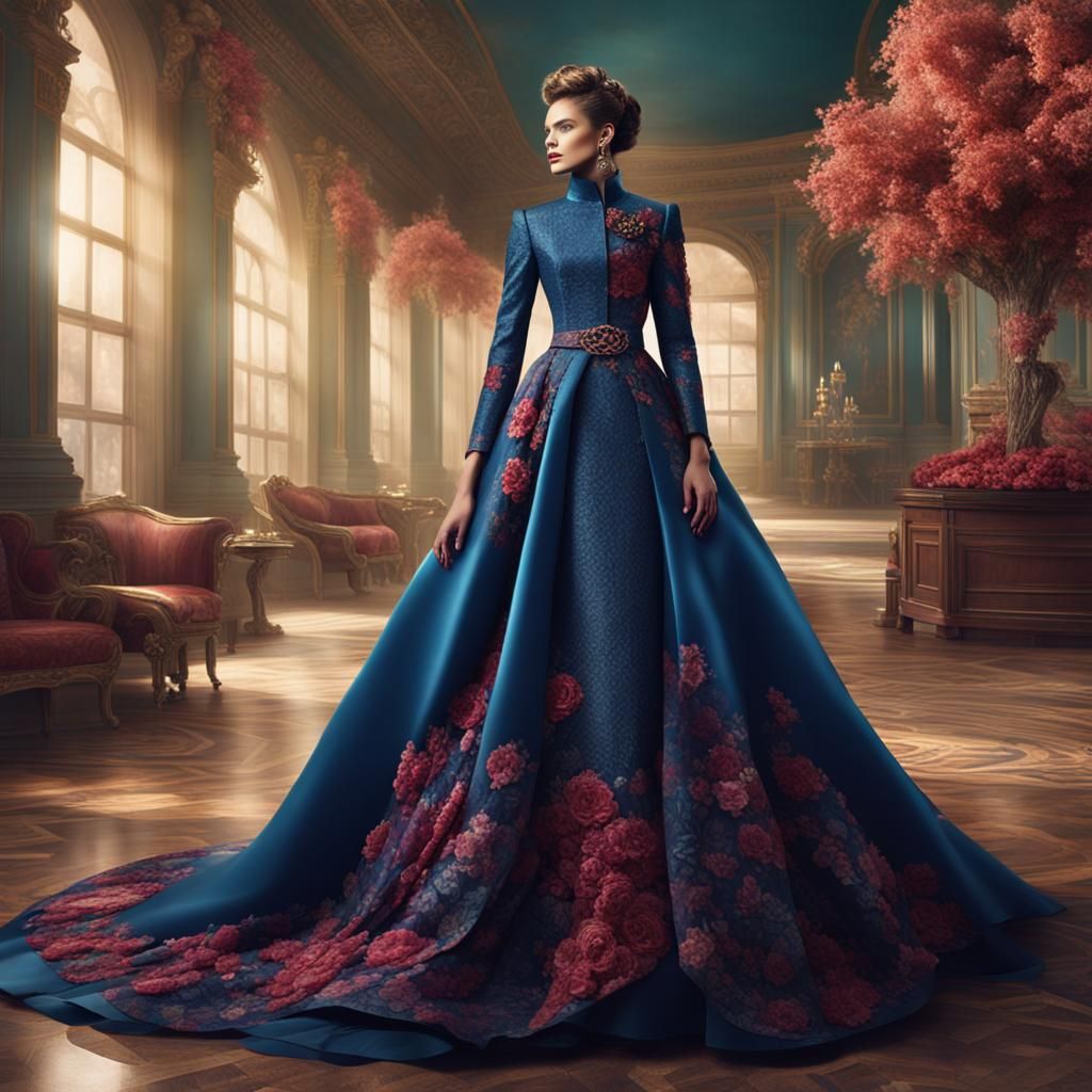 Elegant Lady Model in Jewel-Toned Fashion Ensemble