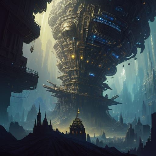 Clockwork City in Geode, Steampunk Style