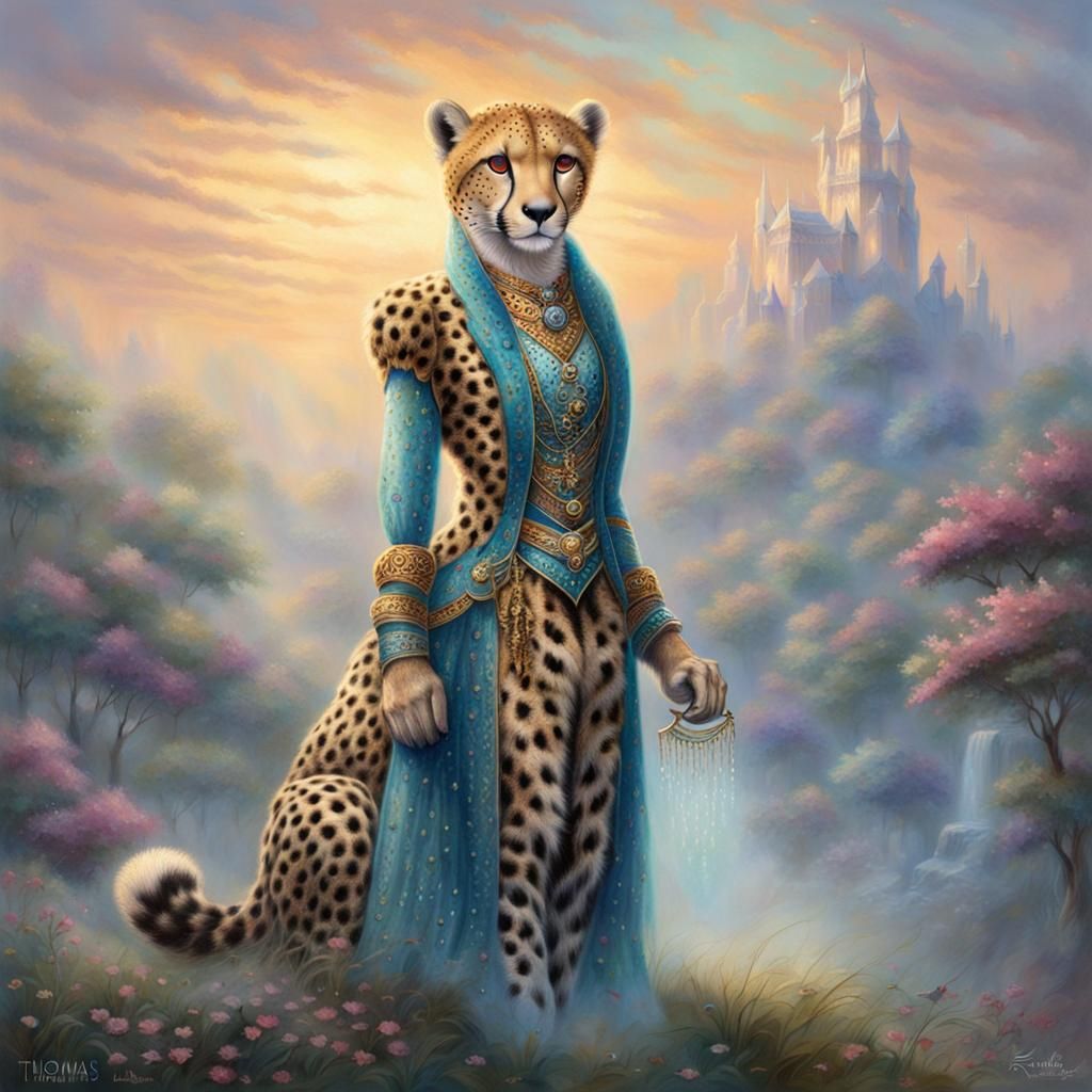 Fantasy Cheetah Portrait in Ethereal Style