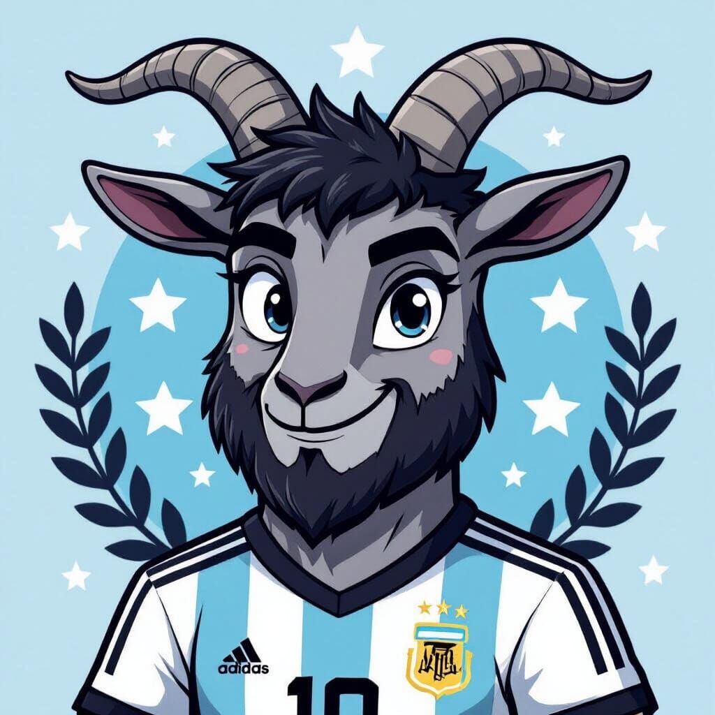 Argentina Goat Cartoon Character in Comic Style