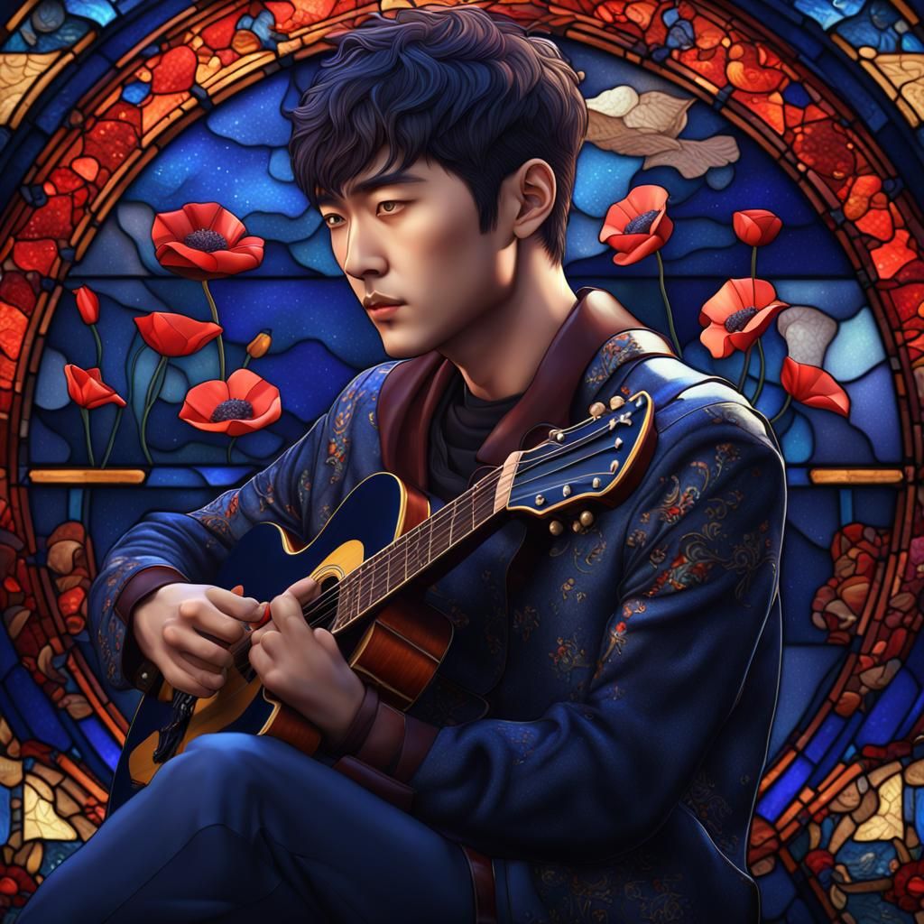 Stained Glass: Asian Actor in Elegant Bedroom