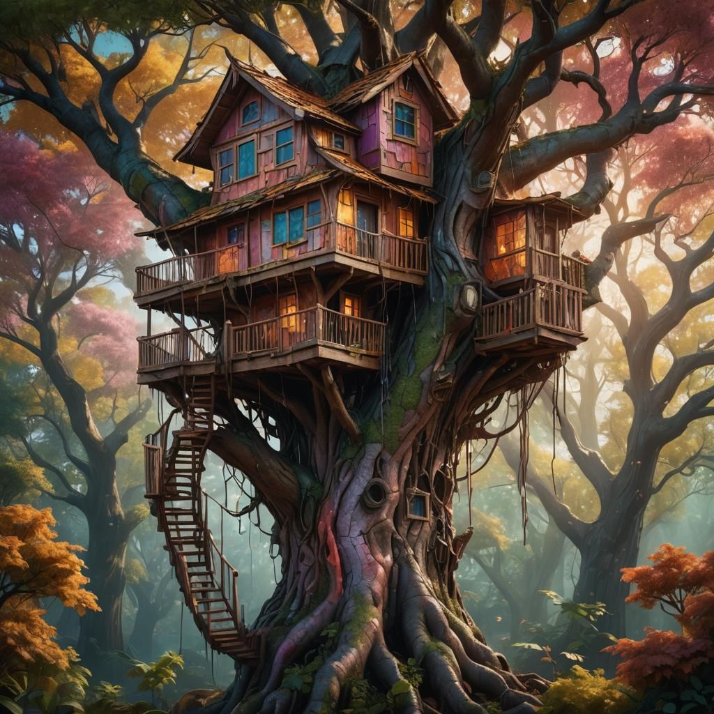 Hyperrealistic Treehouse Made of Living Flesh