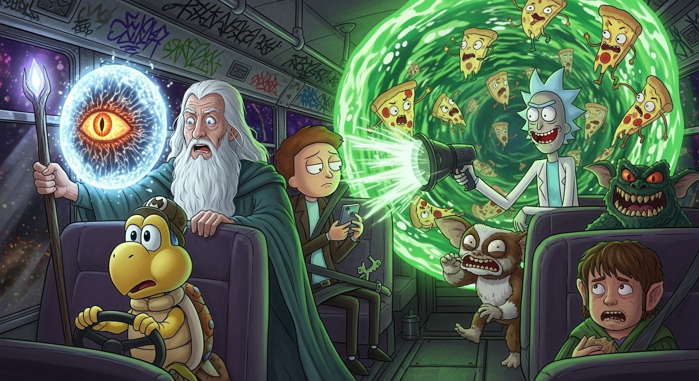 Surreal Bus Journey with Wizard and Scientist