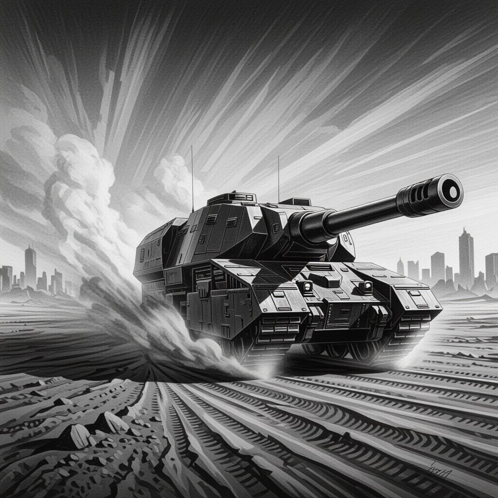 Armored Battle-Train Speeds Across Wasteland