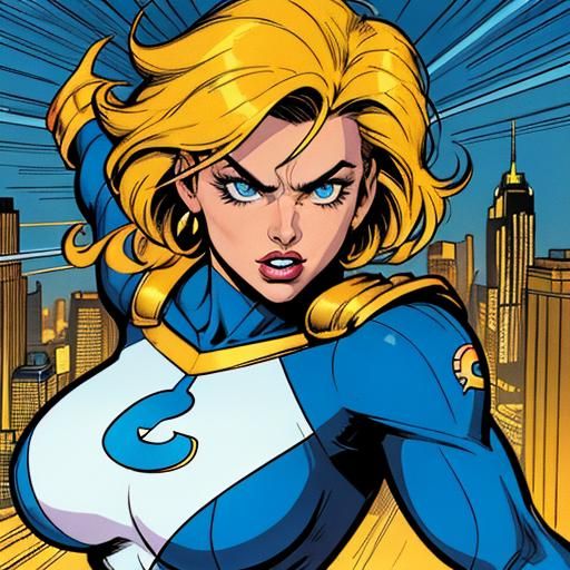 Power Girl Portrait in Comic Book Art Style