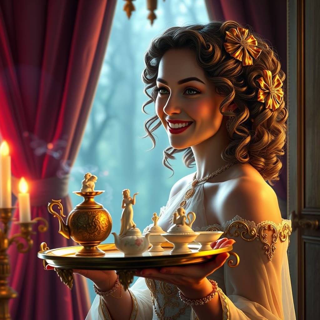 Opulent Chamber Portrait in Art Nouveau Style