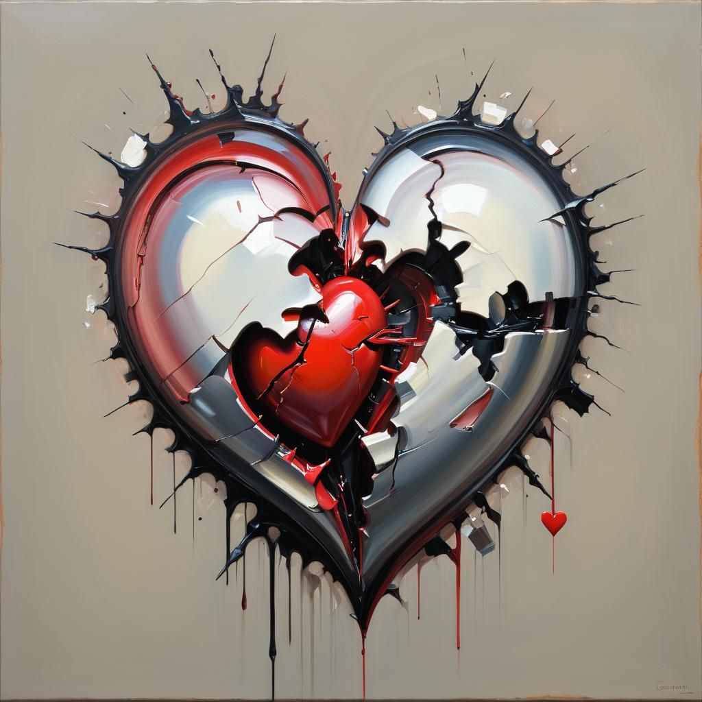 Heartbreak in Abstract 3D Shaded Oil Painting