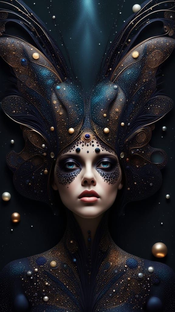 Galactic Faerie Queen with Nebulae and Sparkle Tattoos