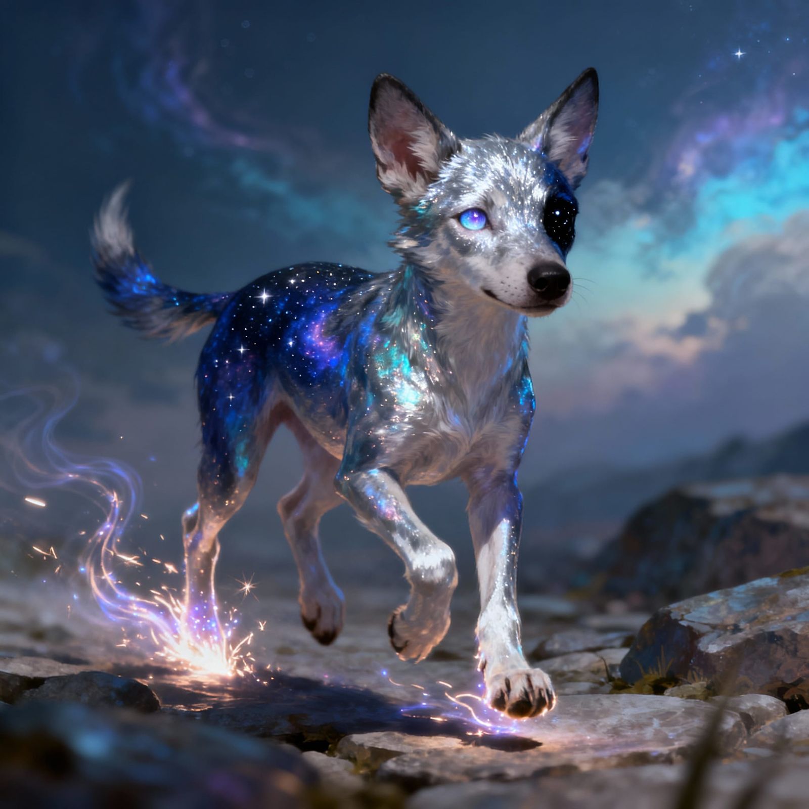 Rift Pup: Shifting Colors, Starlight Eyes