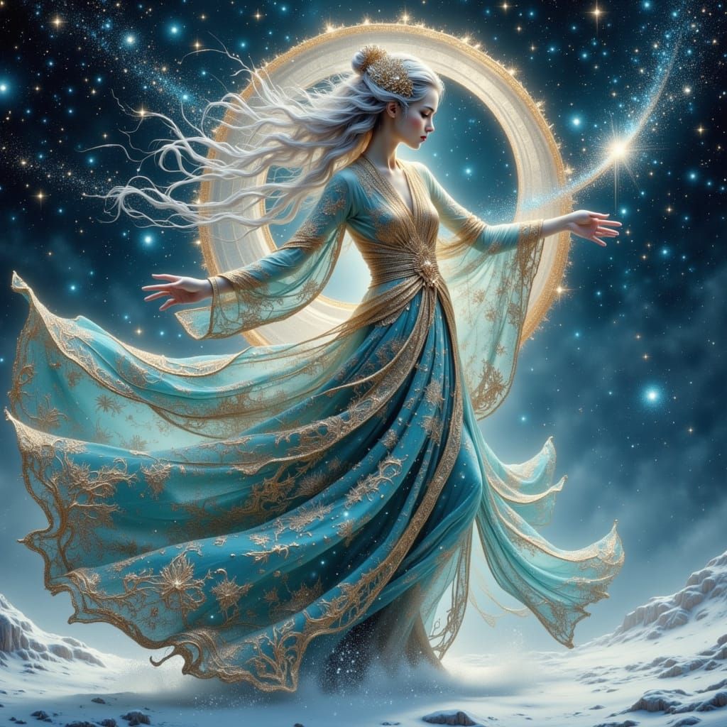 Winter Goddess Cosmic Dancer Creates Universe in Digital Pai...
