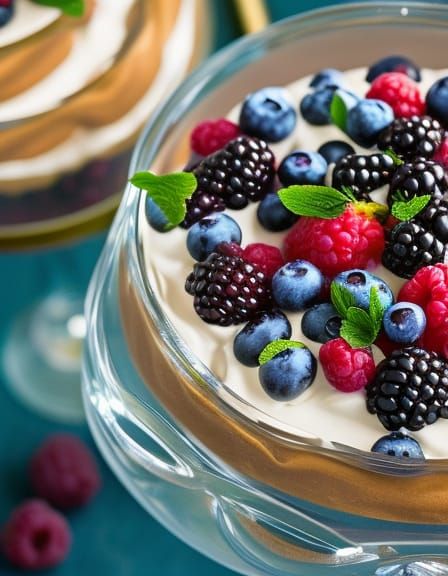 Decadent Berry Cream Trifle in Photorealistic 16K