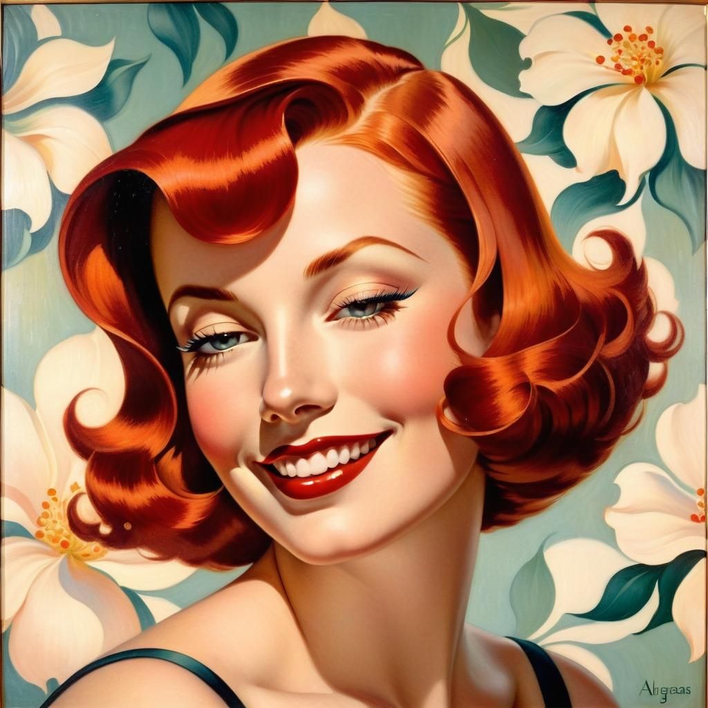Impressionistic Portrait of a Redhead in Vargas Style