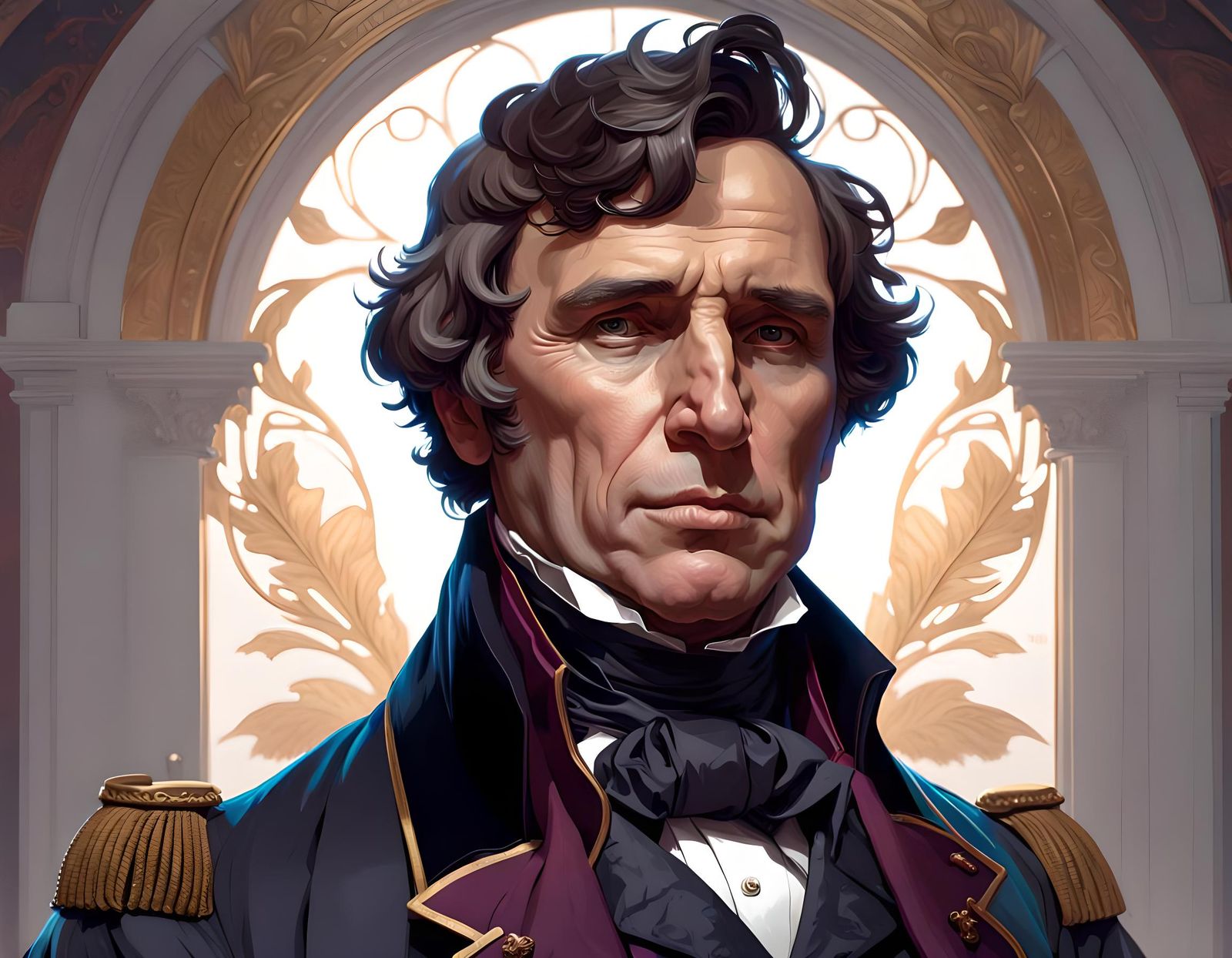 Hyperdetailed Portrait of Franklin Pierce in Artstation Styl...