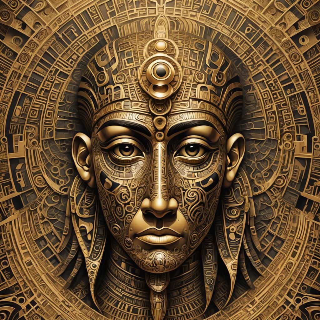 Horus Fractal Portrait in Geometric Art Style