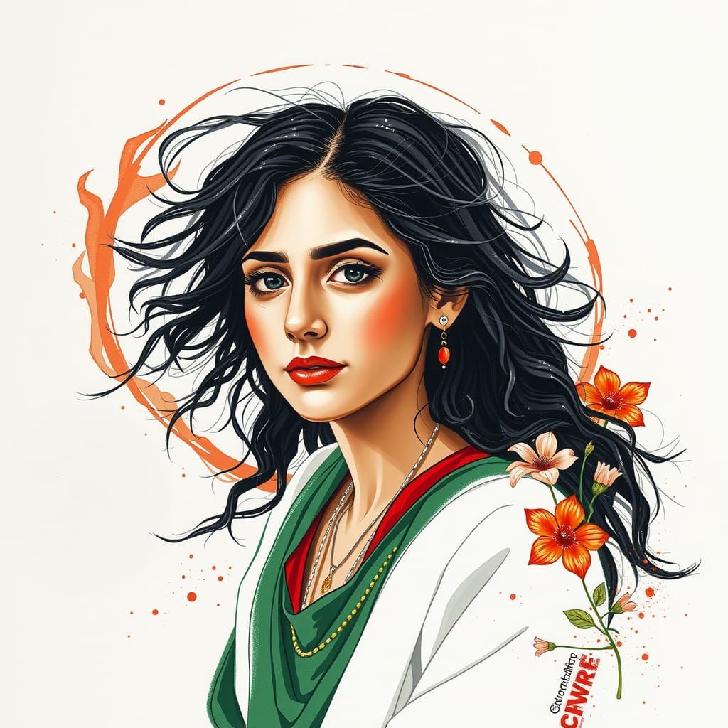 Minimalist Abstract Portrait of an Arabic Woman