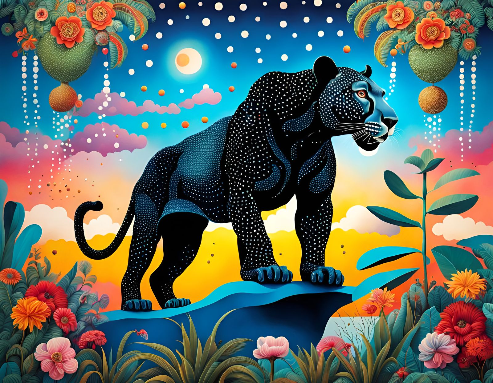 Beautiful majestic Panther in the Garden of Eden