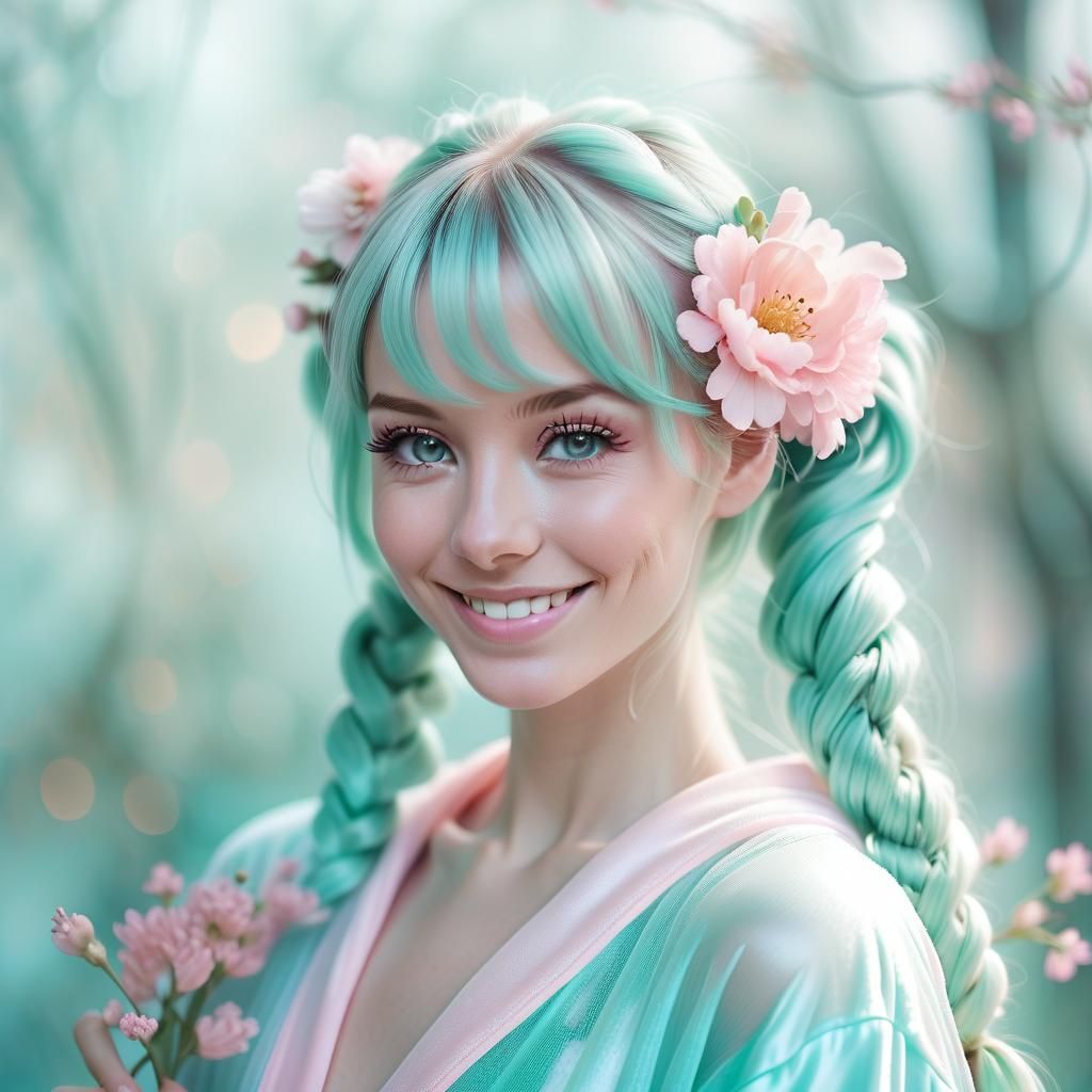 Ethereal Dawn Portrait in Soft Pastel Colors