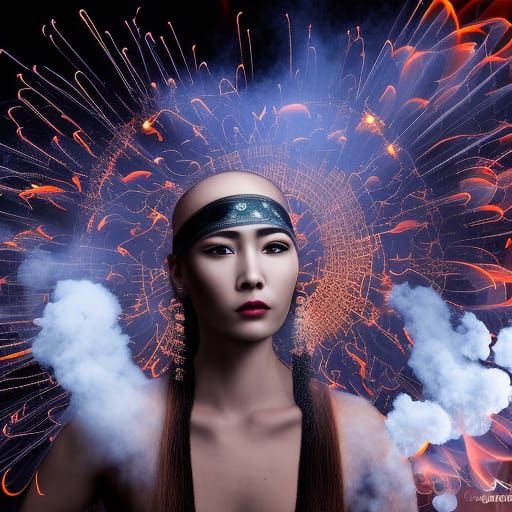 Goddess of War: Hyperdetailed Art Nouveau Illustration