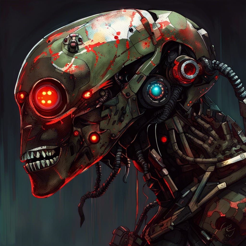 Cybernetic Exterminator Robot in Dystopian Sci-Fi Art