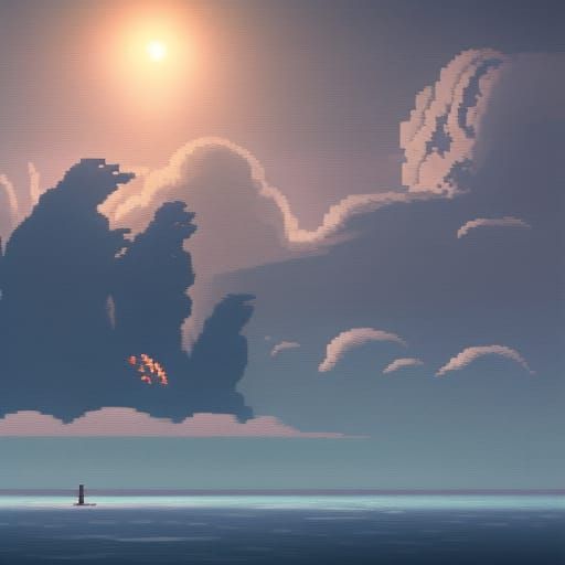 16 bit pixel art, island in the clouds, by studio ghibli, ci...