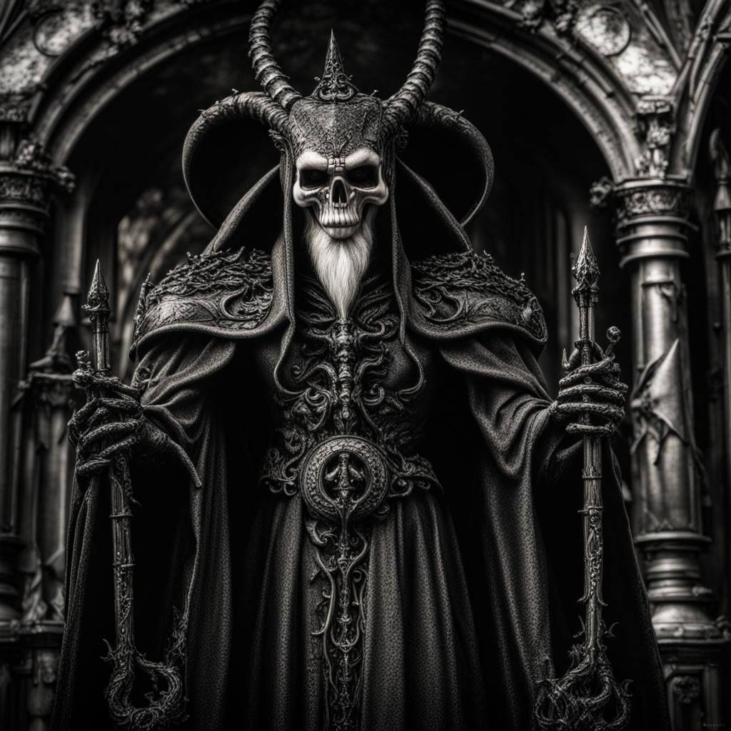 Gothic Mephistopheles Santa Claus in Hyperrealistic Style