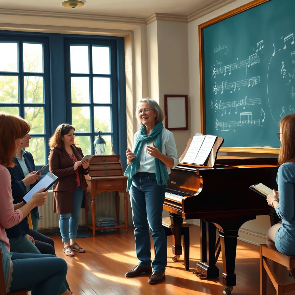 Intimate Music Lesson in a Warm and Vibrant Music Room