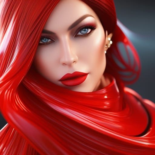Lady in Red in Chromepunk City: Digital Airbrush