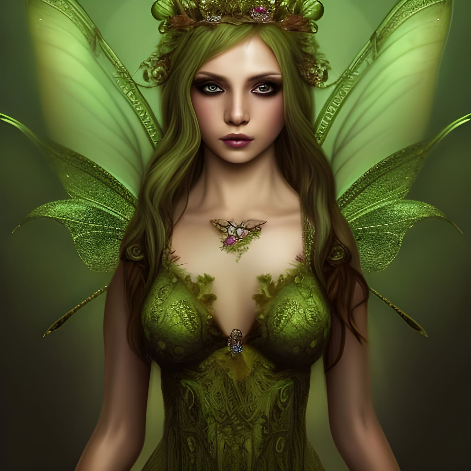 Beautiful Faerie Princess Portrait in Digital Painting Style