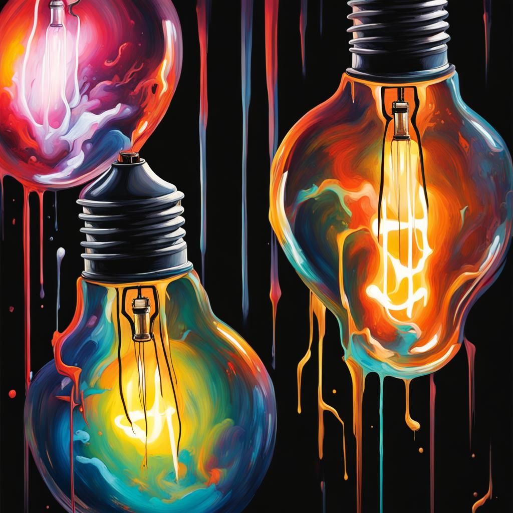 Glowing Lightbulb in Graffiti Art Style
