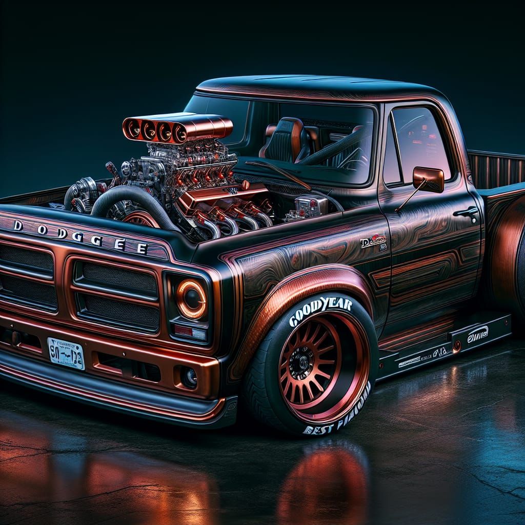 Custom Copper Black 1989 Dodge D100 Racing Truck