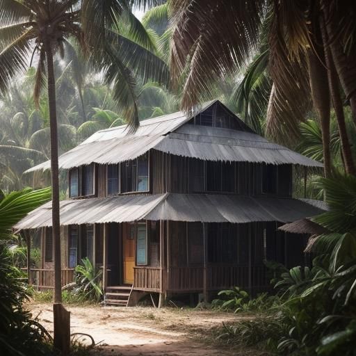 Stilt House in Coconut Forest: Professional Photography