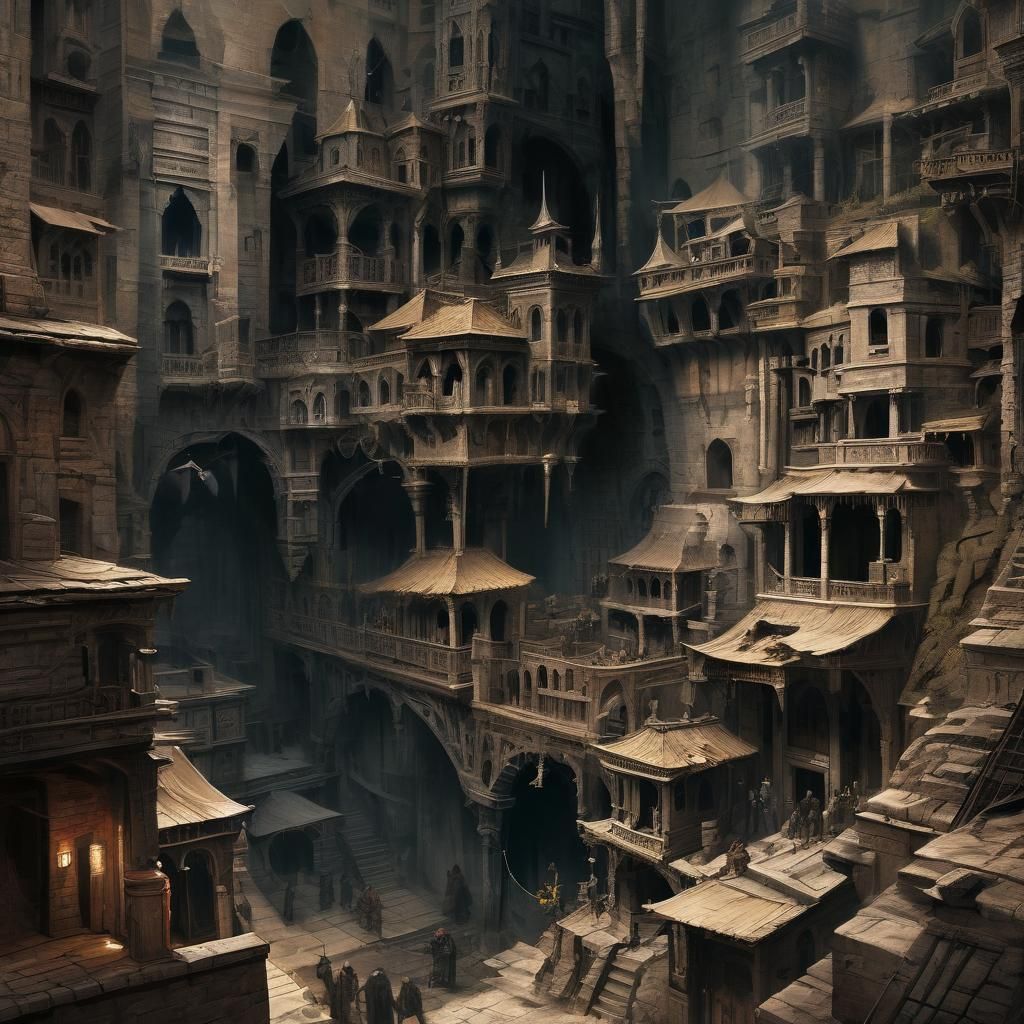 Ominous Grimdark Landscape in Dark Fantasy Style