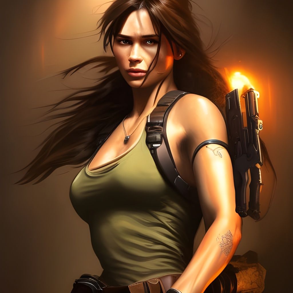 Lara Croft Portrait in Art Nouveau Style