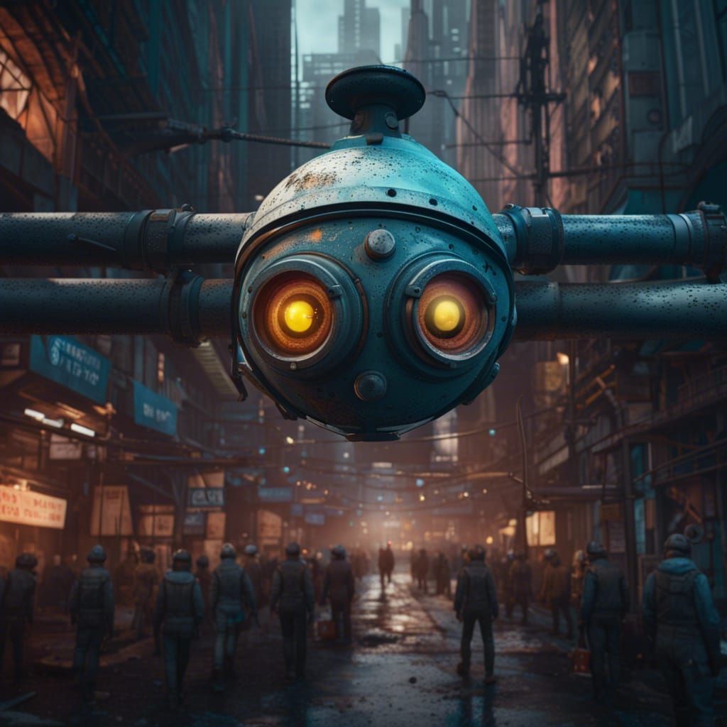 Dystopian Surveillance Camera Watching Workers