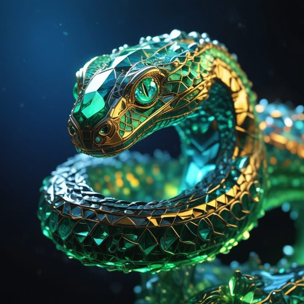 The emerald green mystical snake