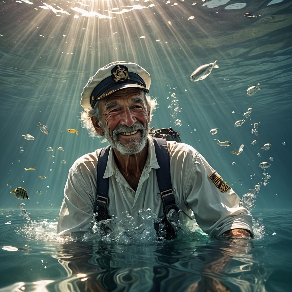 Old Sailor's Underwater Reflection: A Cinematic Masterpiece