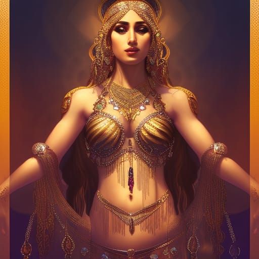 Mystic Belly Dancer Portrait in Hyperdetailed Style