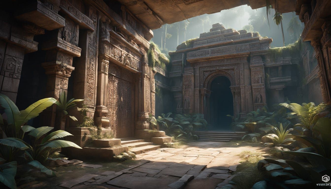 Ancient Door to a Hidden World in Maya Style