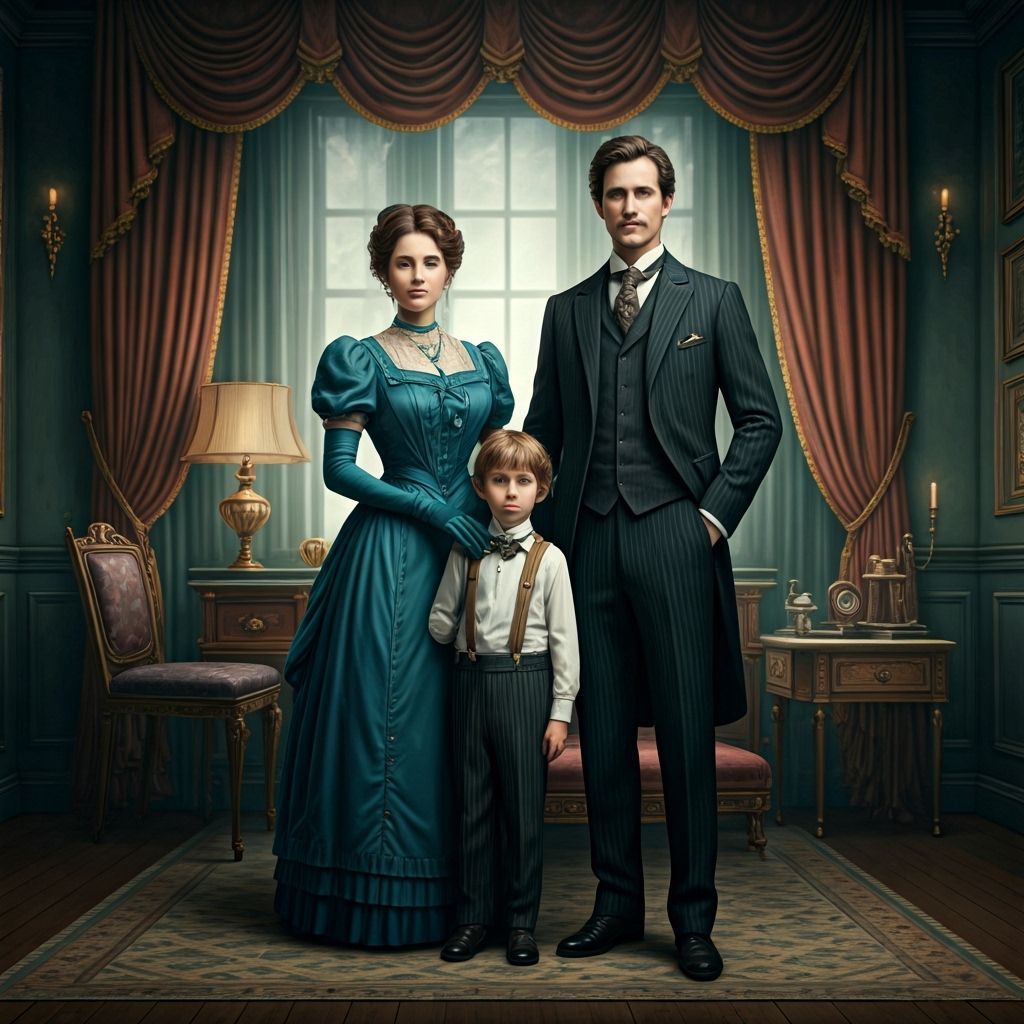 Nostalgic Family Portrait in 1900s Film Style
